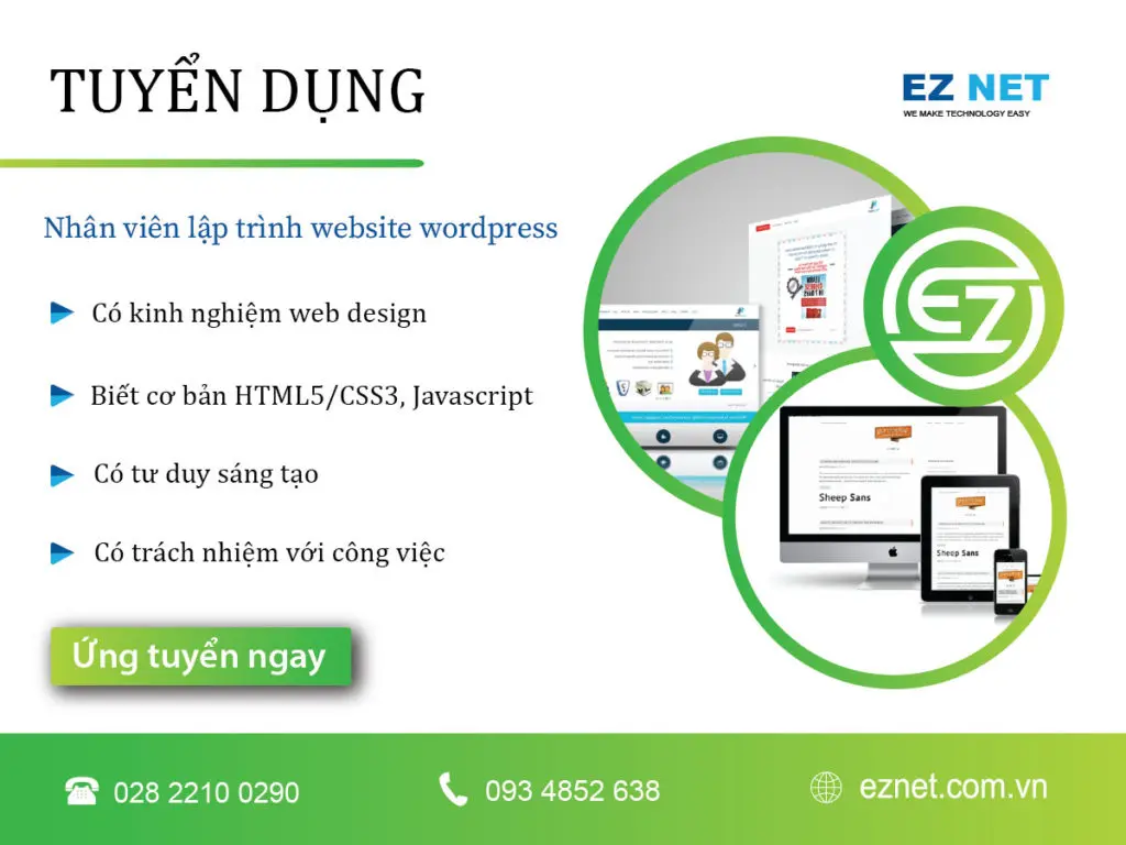 Tuyển dụng nhân viên thiết kế website WordPress